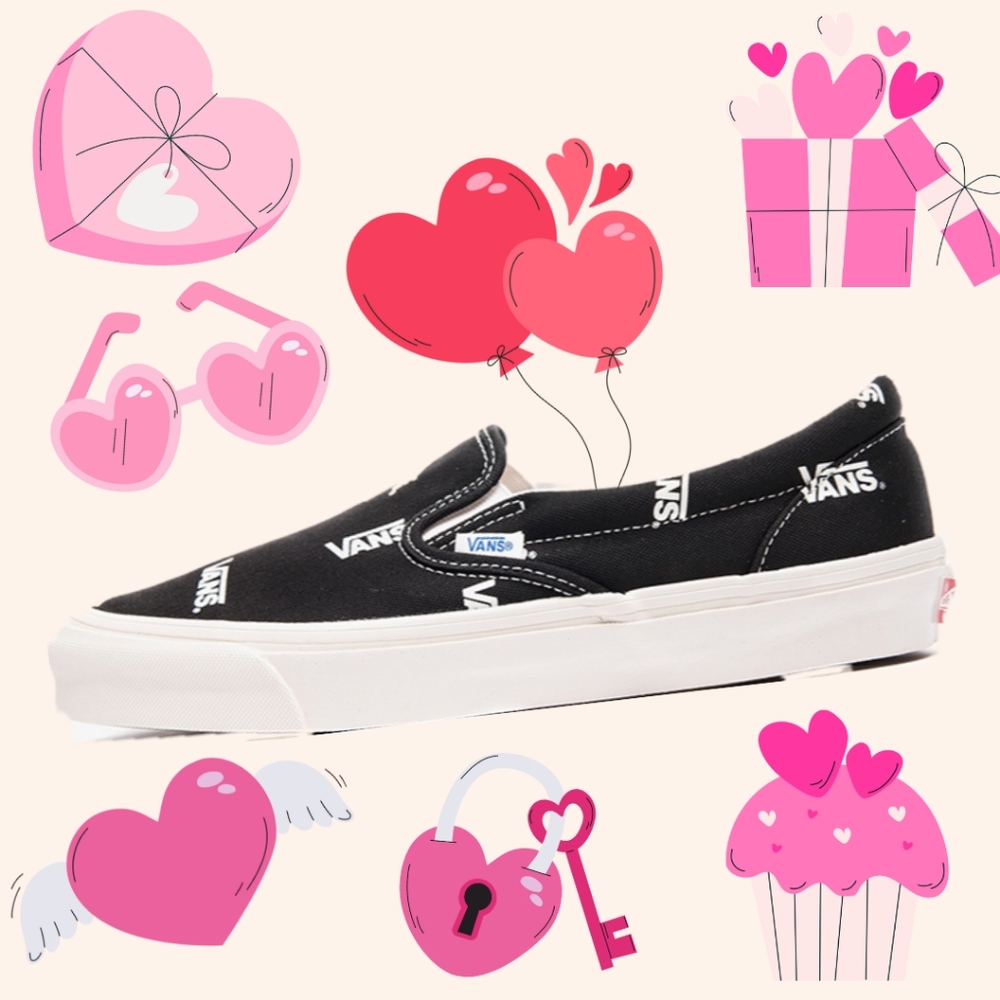 Vans Original Slip-on Canvas Black Logo Marshmallow White Women's Size Listing